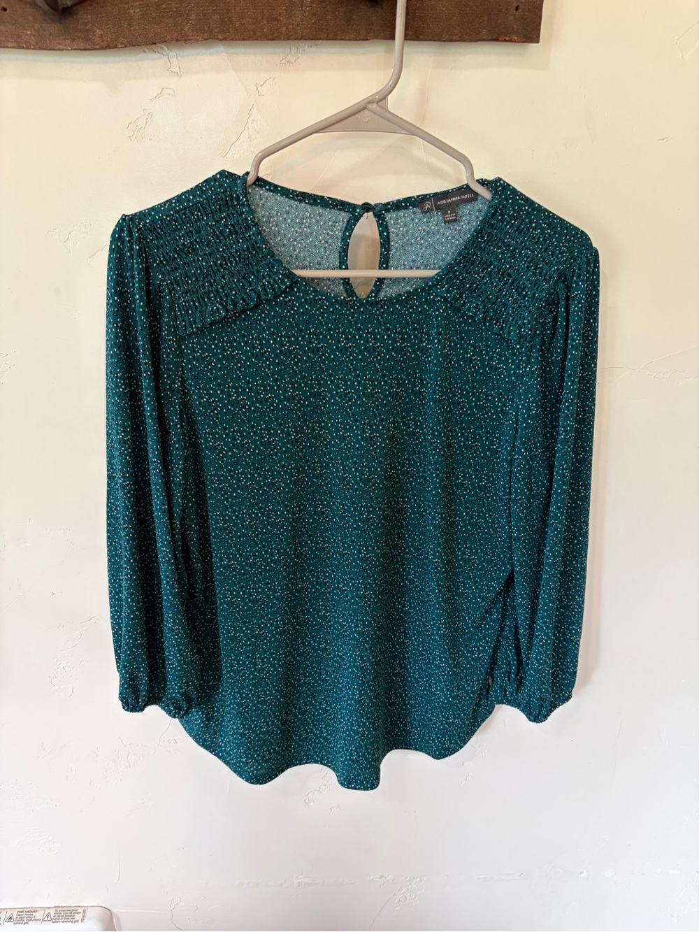 Adrianna Papell Teal Green Speckled Keyhole Blouse